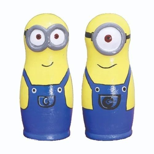 Painted Wooden Minions Character set of 2