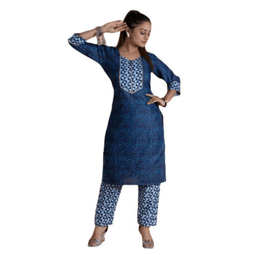 Printed Kurtis - Cotton Material, Size M-XXL, Blue Color | Trendy Style, Quick Dry, Anti-Wrinkle, Breathable, Regular Fit