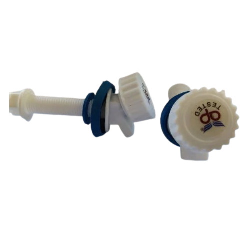 Pvc Jar Cock - 3/8 Inch, Round Shape | White Color, Threaded Connection, Ideal for Jug Cooler Applications