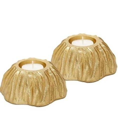 Round Candle Holder - Handmade Aluminum, 4 Inches, Gold Color, Round Shape | Perfect for Wedding Decoration, Table Top Display