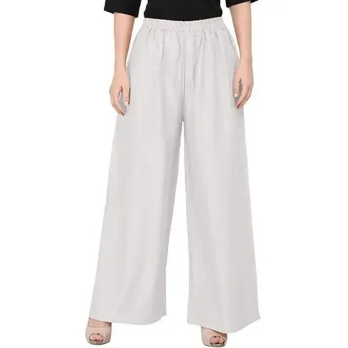White Rayon Palazzo - Customized Sizes 28-42 | Anti-Wrinkle, Breathable, Quick Dry, Machine Washable
