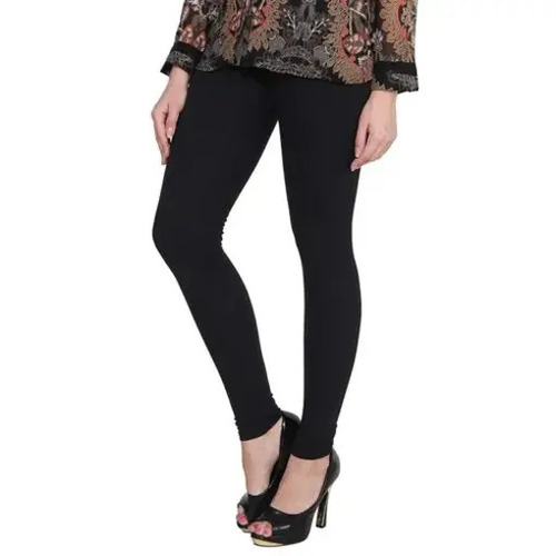Ladies Slim Leggings - Cotton, Customized Size, Black | 4-Way Stretch, Mid Waist, Anti-Wrinkle, Breathable, Quick Dry, Daily Wear