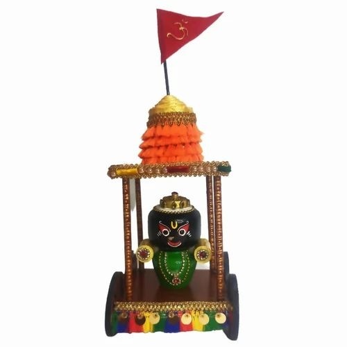 Wooden Lord Jagannath Idol With Rath Green