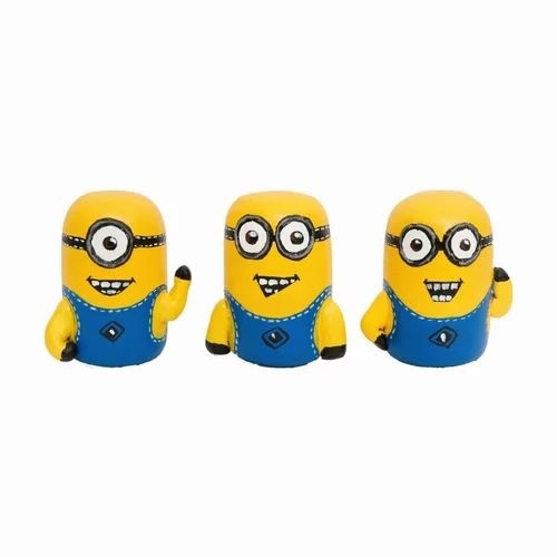 Wooden Painted Minions Set of 3 - Wooden, Round, Yellow, Unisex | Eco-Friendly, Non-Toxic, Moisture Proof, Handmade, Customization Available