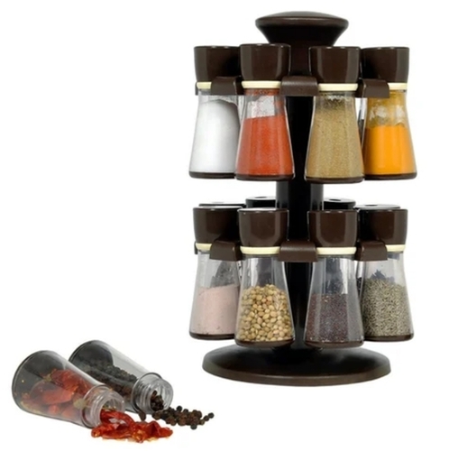 16 Piece Spice Rack - ABS Plastic, Transparent Color | Elegant Design, Handcrafted Details, Lightweight, Dishwasher Safe