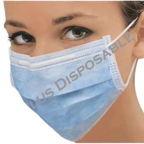3 Ply Disposable Face Mask - PPSB and Meltblown Material, Blue Color | Three-layer Protection, Breathable, Fluid-resistant, Soft Ear Loops, Hypoallergenic, Comfortable Fit, Bacterial Filtration