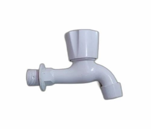 Bib Cock(W) Thread - ABS Material, L 115 x W 45 x H 88MM , White Color, Modern Stylish Design, Durable & Easy to Install, Wall Mount, Flow Rate 2.1 LPM