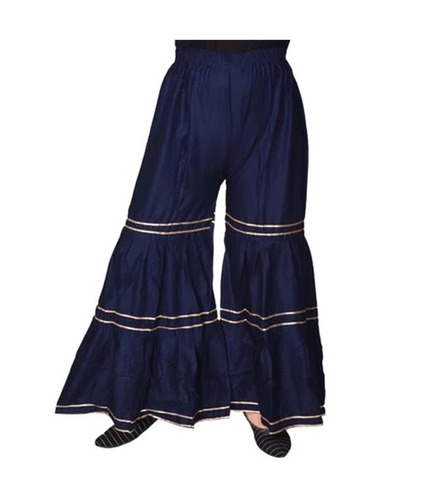 Blue Palazzo Pants - Rayon Fabric, Size M to XXL, Color: Blue | Loose Fit, Ankle Length, Elastic Band Closure, Breathable, Quick Dry, Anti-Wrinkle