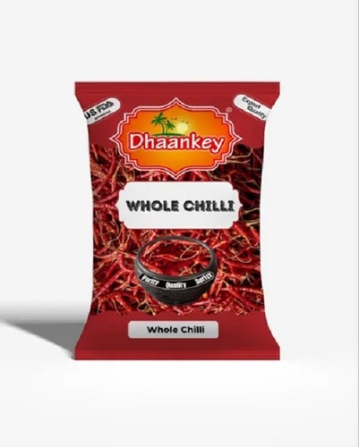 Dhaankey Red Whole Chilli - 50 gm LDPE Pouch, FSSAI Certified, Spicy Taste, Whole Grade A Red Chilli with 12 Months Shelf Life, Store in Dry Place