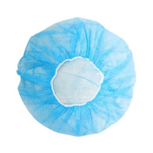 Non Woven Disposable Bouffant Head Cap - Premium Quality, Comfortable Fit, Oval Shape, Blue Color, Hypoallergenic, Latex-Free, Sweat-Absorbent, Soft Texture, 10 Pieces Per Packet