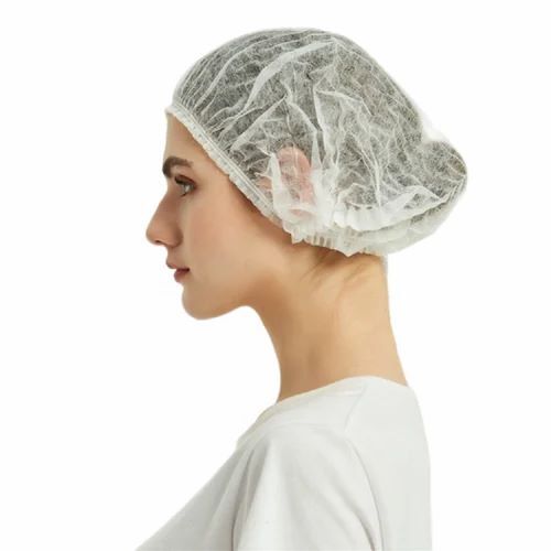 Disposable Head Cap - Premium Non-Woven Fabric, White Circle Shape | Elastic Closure, Comfortable Fit, Sweat-Absorbent, Sterile Option, Latex-Free, Antistatic, Dust-Resistant, 10 Pieces Per Packet