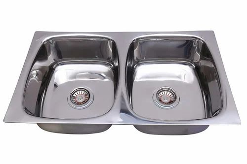 Double Bowl Sink - 610 x 457 x 228 mm | Stainless Steel SS304, Rectangular, Undermount, Corrosion Resistant, Silver Finish