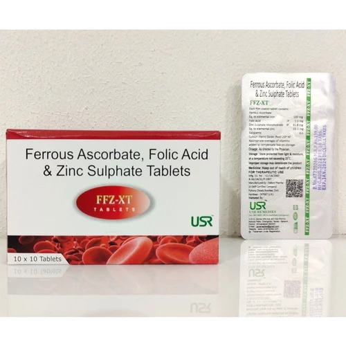 Ferrous Ascorbate Folic Acid Zinc Sulphate Tablets - Medicine Grade, Prescription Required, For Hospital and Clinic Use, Dosage as per Medical Prescription, Tablets Form