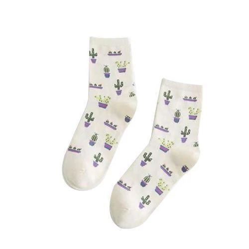 Kids Girls Cotton Sock - Premium Cotton and Lycra Blend, White and Green | Breathable Design, Stretchable Fit, Moisture-Wicking, Cushioned Sole, Durable Material, Anti-Wrinkle