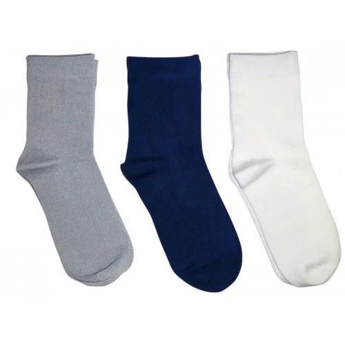 Kids Plain Socks - Cotton and Lycra Blend, White and Black | Cushioned Sole, Moisture-Wicking, Seamless Toe, Fade-Resistant, Non-Slip Cuffs