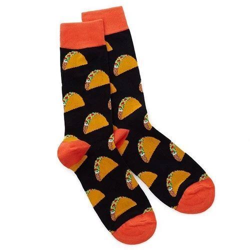 Kids Printed Socks - Cotton and Lycra Blend, Orange and Black | Breathable Design, Stretchable Fit, Cushioned Sole, Moisture-Wicking, Reinforced Heel, Comfortable Grip, Seamless Toe