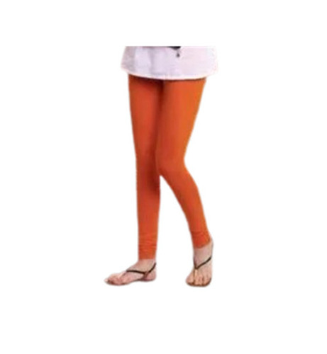 Ladies Cotton Leggings - Slim Fit, Ankle Length, Orange | Superior Quality, 4-Way Stretch, Mid Waist, Breathable, Anti-Wrinkle, All Season Wear