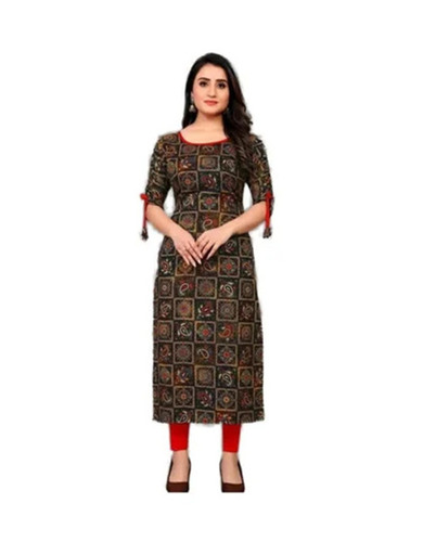 Ladies Kurtis - Premium Quality Rayon, Size M-XXL, Multicolor, 3-4th Sleeve, Trendy Casual Style | Quick Dry, Anti Wrinkle, Breathable, Machine Washable, Regular Fit, Printed Pattern