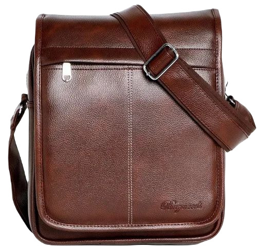 Leather Sling Bag - PU Material, Customized Size, Brown Color | Attractive Design, Polished Finish, Durable and Comfortable