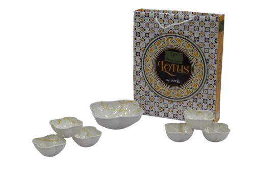 Lotus 7 Piece White Melamine Bowl Set