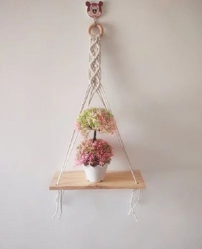 Macrame Wall Hanging - Handmade Knitted Design, 30x8x5 Inches, Positive Vibes in White Wood