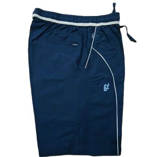 Mens Blue Cotton Plain Shorts - Cotton Material, Dark Blue Color | Relaxed Styling, Breathable Design, Quick-Dry Technology, Comfort Stretch, Functional Pockets