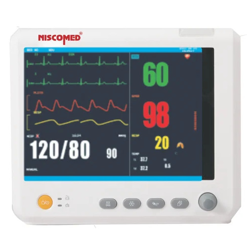 Multipara Monitor - SPO2, 5 Lead ECG, 8" Display, 15-380 bpm Heart Rate Range | Manual NIBP Mode, Adjustable Auto Measure Time, Suitable for Pediatric, Adult, Neonatal