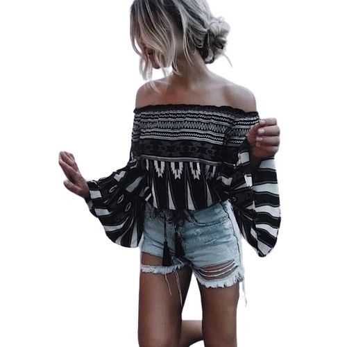 Off Shoulder Ladies Printed Top