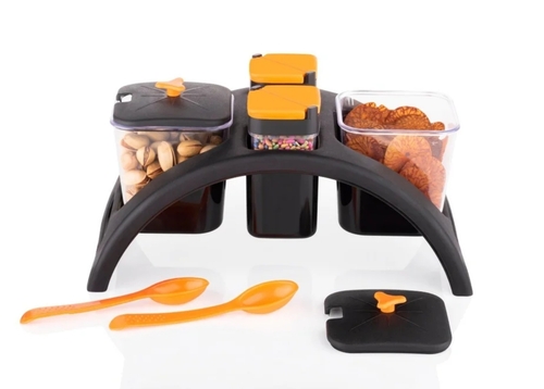 Elegant Handcrafted Plastic Spice and Pickle Set - 2x2 Inches | Durable, Lightweight, Easy to Clean, Stylish Presentation, Versatile for Pickles, Masalas, and More