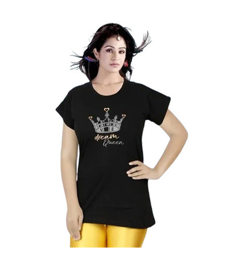 Printed T-Shirt - Cotton, Customized Size, Black Color | Fade Resistant, Wrinkle-Free, Breathable Design for Casual Summer Wear