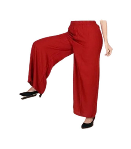 Red Rayon Palazzo Pants - Ankle Length, Loose Fit, Elastic Band Closure | Machine Washable, Anti Wrinkle, Breathable, Quick Dry, Printed Design, All Season, Available in S to XXL