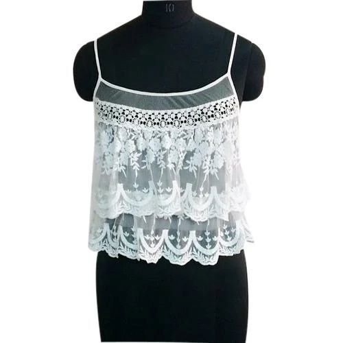 Sleeveless Ladies White Designer Top