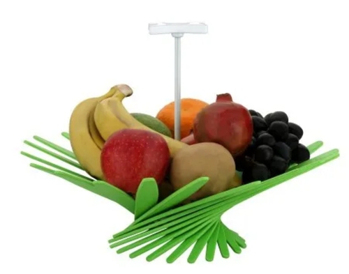 Fruit Basket - Durable Plastic, Lightweight Green Design | Multi-Tiered, Easy Access, Breathable Ventilation, Stylish, Versatile, Eco-Friendly