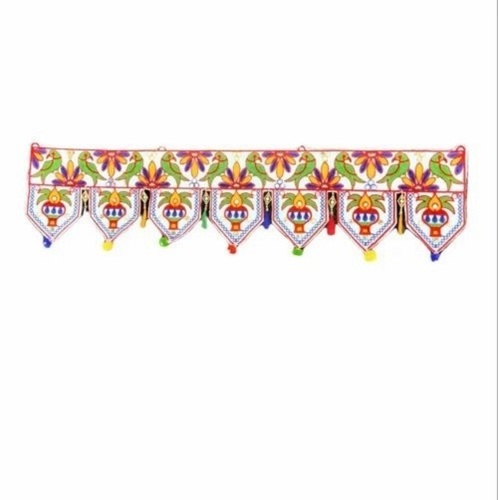 White Kalash Cotton Toran - 38 Inch Length, Lightweight 200G Decoration in White Fabric | Easy to Clean, Easy to Install, Indian Traditional Style