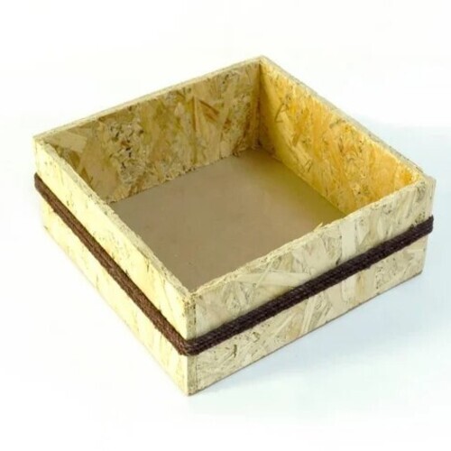 Wooden Flower Pot - 10 x 10 x 4 Inch, Beige and Brown Finish, Antique Effect