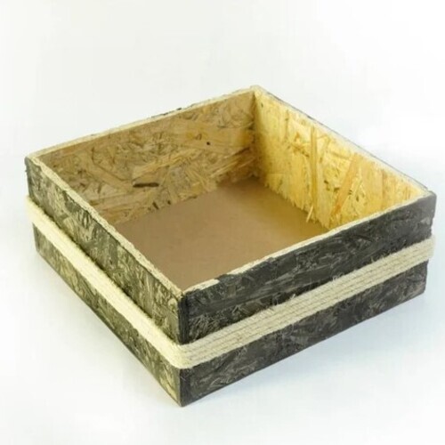 7mm Square Flower Pot - Bamboo And Wooden Vase, 8 x 8 x 4 Inch Size | Brown Color, Ideal for Flower Decoration
