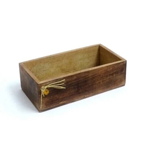 Brown Wooden Flower Pot - 9 x 4.5 x 2 Inch | Elegant Wood Design for Flower Decoration, Versatile Usage for Home and Office Decor