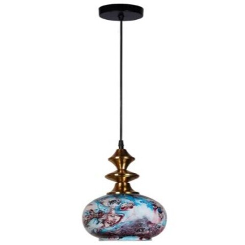 Cone Shaped Glass Hanging Light - Multi Color Globe Design, LED Light Source, Polished Finish, Traditional Style, All Size Compatibility