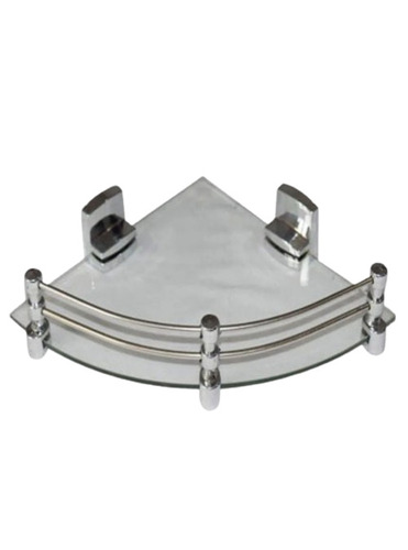 Frosted Glass Corner Shelf - Glass Material, 8 x 8 Inch Size, Transparent Color - Modern Triangle Design for Elegant Display