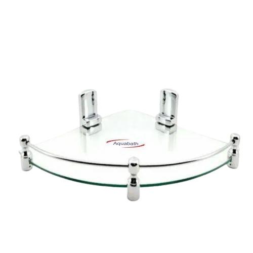 Glass Corner Shelf - Polished ABS Plastic, 8"x8", 10"x10", 12"x12" Sizes, Transparent Color, Wall Mounted
