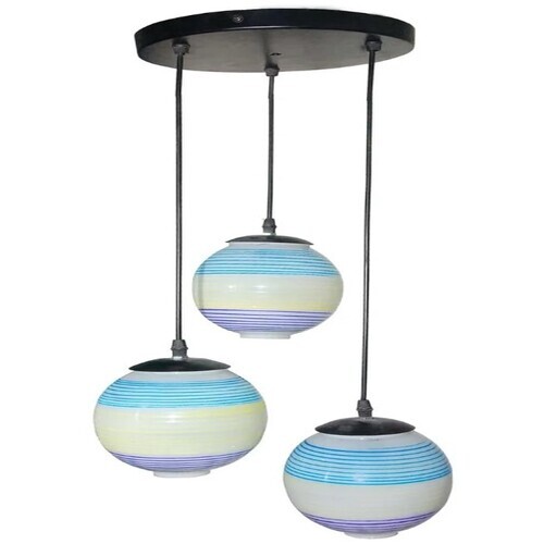 Glass Hanging Lamp - Glass Material, Round Shape, LED Light Source, Cool White Color | Multi-Color Style for Contemporary Hotel Ambiance