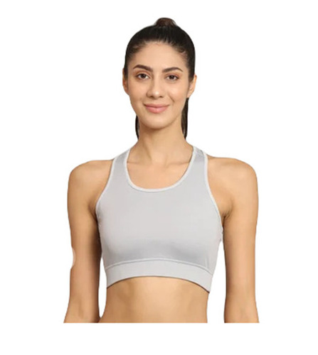 Ladies Sports Bra - Lycra Spandex Mix, Size 28-42, Gray - Breathable, Skin-Friendly, Full Coverage, Non-Padded, Wide Strap, Washable