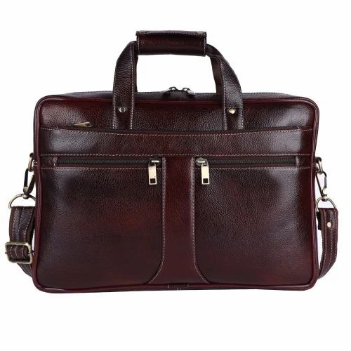 Leather Laptop Bag - 16 x 3.5 x 11 inches, Dark Brown, Attractive Design, Durable & Comfortable with 4 Compartments and 15kg Capacity