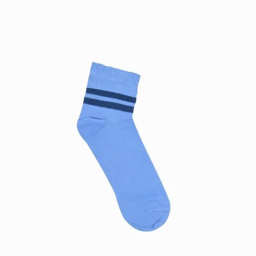 Mens Blue Striped Sport Socks - Cotton Blend, Medium Elasticity, Blue Color | Machine Washable, Tear-Resistant, Smooth Texture, All-Season Wear