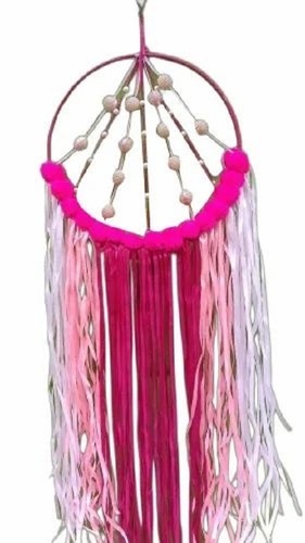 Pearl Dream Catcher - Cotton, 12 Inch Diameter, Pink Color | Handmade, Lightweight, Easy To Clean And Install, Recyclable