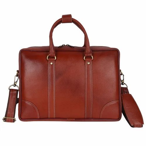 Plain Leather Laptop Bags - Color: Brown