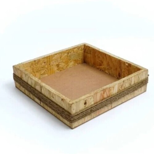 Plywood Square Flower Pot - 8 x 8 x 2 Inch, Brown Color | Wooden Material Ideal for Elegant Flower Decoration