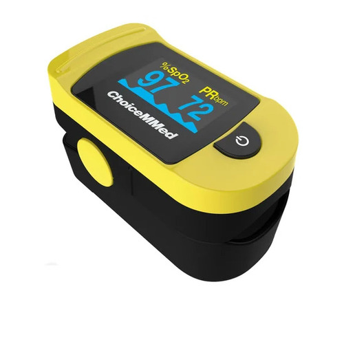 Portable Fingertip Pulse Oximeter - Plastic and Metal Construction, Dual Color OLED Display, Yellow and Black | SpO2 and Pulse Rate Monitoring, 3 Display Modes, 14 Days Average, 10 Hours Battery Life, 12 Months Warranty