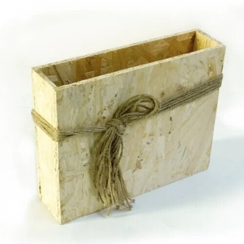Rectangle Wooden Flower Pot - 10 x 12 x 3 Inch, Polished Beige Finish for Elegant Flower Decoration
