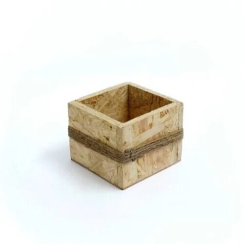 Square Wooden Flower Pot - Wooden Material, 4 x 4 x 3 Inch Size | Brown Color, Ideal for Elegant Flower Decoration